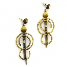S code antique gold earrings