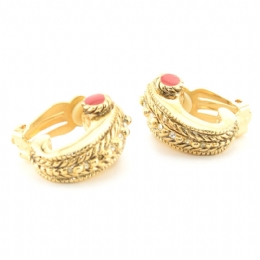 Clips carved strass earrings with enamel