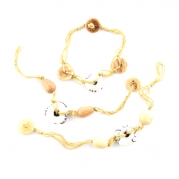 3 x βραχιόλια με ξύλινες χάντρες και γυάλινα γούρια