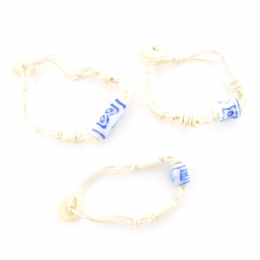 3 x βραχιόλια με γυάλινες και ξύλινες χάντρες