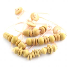 4 x βραχιόλια από κορδέλα και ξύλινες χάντρες