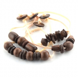 4 x βραχιόλια από κορδέλα και ξύλινες χάντρες