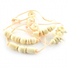 4 x βραχιόλια από κορδέλα και ξύλινες χάντρες