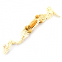 Crochet εκρού βραχιόλι με ξύλινες χάντρες