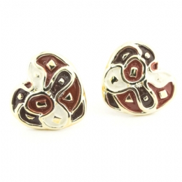 Σκουλαρίκια κλιπ καρδιές με σμάλτο