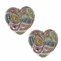 Heart clip earrings with enamel