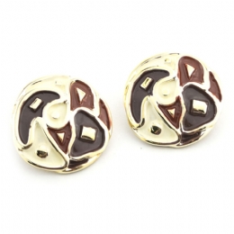 Κυκλικά κλιπ σκουλαρίκια με σμάλτο 