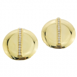 Χρυσά κυκλικά clips σκουλαρίκια με λευκά στρας