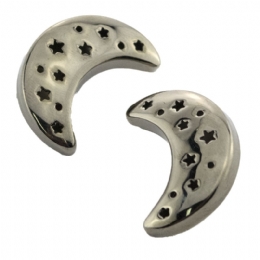 Moon clip earrings with perforated stars