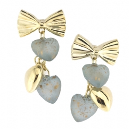 Σκουλαρίκια φιογκάκια με κρεμαστές καρδιές 