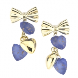 Σκουλαρίκια φιογκάκια με κρεμαστές καρδιές 