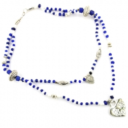 Double beaded necklace with carved hearts