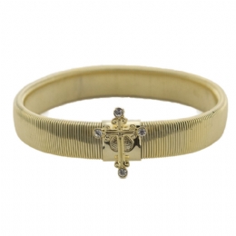 Χρυσό ελαστικό βραχιόλι με σταυρό και στρας