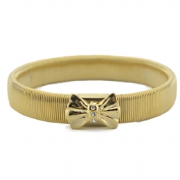 Χρυσό ελαστικό βραχιόλι με φιογκάκι και στρας