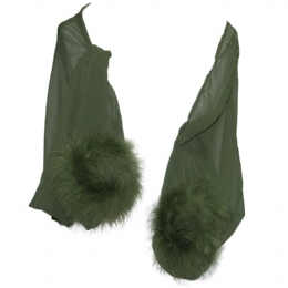 Λαδί Ιταλική εσάρπα με marabu μανίκια