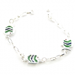 Ασημί αλυσίδα βραχιόλι ψαράκια με σμάλτο