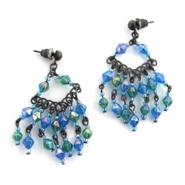 Antique ασημί σκουλαρίκια με κρεμαστές χάντρες