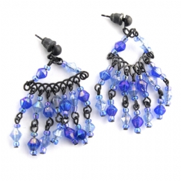 Antique ασημί σκουλαρίκια με κρεμαστές χάντρες