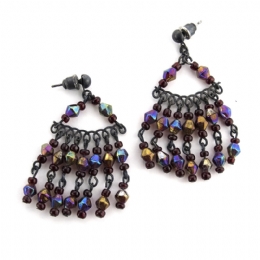 Antique ασημί σκουλαρίκια με κρεμαστές χάντρες