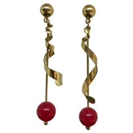 Twirl earrings with coloured beads