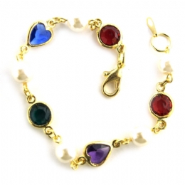 Βραχιόλι αλυσίδα με πολύχρωμα κρύσταλλα και πέρλες
