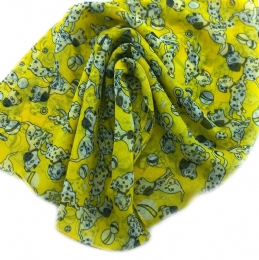 Yellow Italian scarf with Dalmatian puppies 