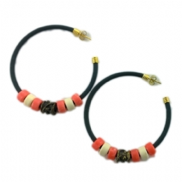 Μαύροι κρίκοι με ρετρό χρωματιστές χάντρες