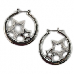 Silver hoop earrings with stars