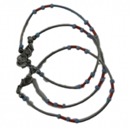 3 x antique ασημί βραχιόλια με τιρκουάζ και κόκκινες χάντρες