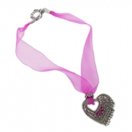 Fabric choker with metal heart and strass