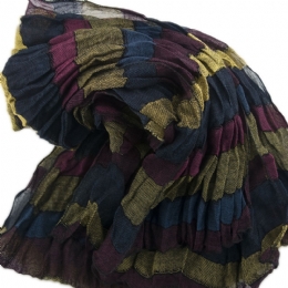 Woolen crashed Italian scarf with wide stripes