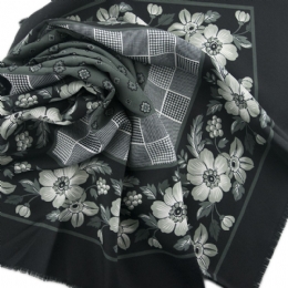 Ιταλική μαντήλα με λουλούδια με Pied de poule σχέδιο