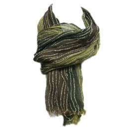 Μάλλινο λεπτό τσαλακωτό ανδρικό Ιταλικό κασκόλ με λευκές υφαντές ρίγες