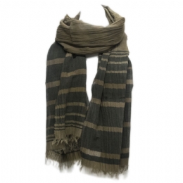 Wide unisex Italian moca scarf with dark chocolate stripes