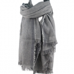 Linen Italian unisex scarf with small checkered design