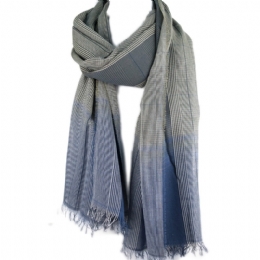 Unisex Italian ombre cotton scarf with thin lines