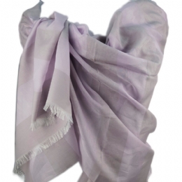 Ιταλική βαμβακερή εσάρπα με μετάξι, φαρδιές ρίγες και ντεβορέ λουλούδια