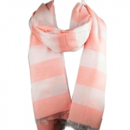 Ιταλική βαμβακερή εσάρπα με μετάξι, φαρδιές ρίγες και ντεβορέ λουλούδια