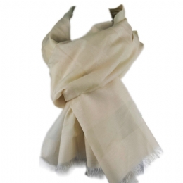 Ιταλική βαμβακερή εσάρπα με μετάξι, φαρδιές ρίγες και ντεβορέ λουλούδια