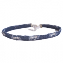 Jean choker with silver glitter and silver binding