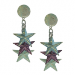 Pistachio retro earrings with hanging stars