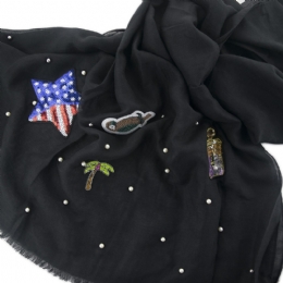 Φαρδύ rock φουλάρι με πέρλες και patches γυαλιά, αστέρι, παπαγάλο και άρωμα 