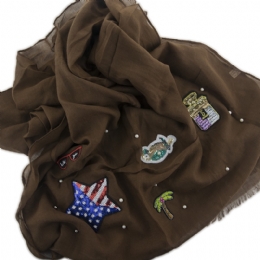 Φαρδύ rock φουλάρι με πέρλες και patches γυαλιά, αστέρι, παπαγάλο και άρωμα 