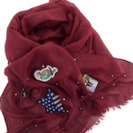 Φαρδύ rock φουλάρι με πέρλες και patches γυαλιά, αστέρι, παπαγάλο και άρωμα 