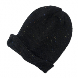Long unisex beanie with colourful melanze knit 