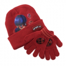 Παιδικός σκούφος και γάντια Miraculous - Ladybug