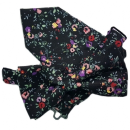 Black bow tie and pocket square with multicoloured flowers