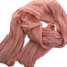 Μονόχρωμο Ιταλικό τσαλακωτό φουλάρι με λινό