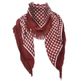 Triangle Italian satin checkered scarf with fringes