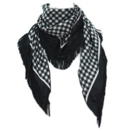 Τρίγωνο Ιταλικό σατέν καρό φουλάρι με κρόσσια